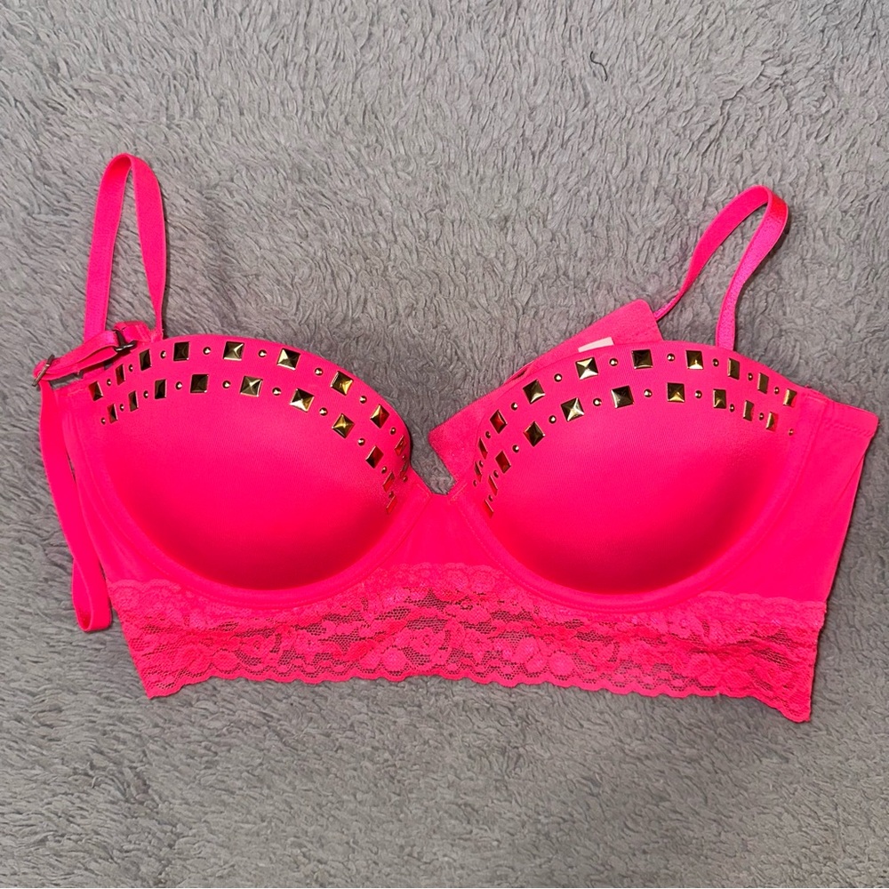 VS pink studded bustier bra